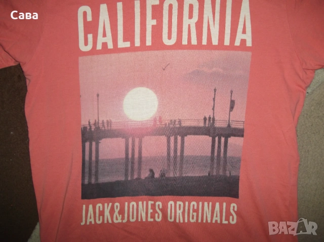 Тениски JACK&JONES  мъжки,Л-ХЛ  /синя,сива,сьомга/, снимка 8 - Тениски - 42194501