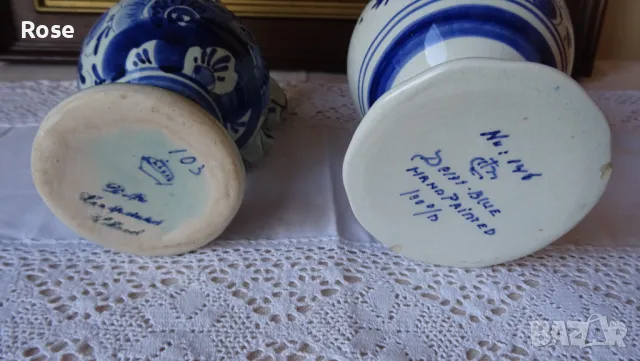 Кани- вази стил Арт Деко delft blue Нolland hand painted                                            , снимка 5 - Вази - 46987468