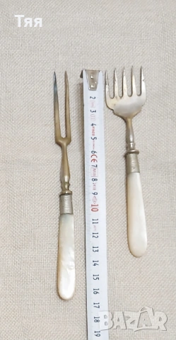 Бронзови вилички със седефени дръжки, снимка 4 - Други ценни предмети - 54221218