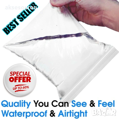 100 бр. Нови Малки найлонови торбички с цип затварящи се здрави прозрачни вакуумни PE за съхранение, снимка 2 - Нумизматика и бонистика - 53097070