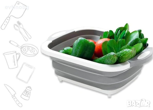 Многофункционална сгъваема дъска за рязане - леген с тапа, снимка 3 - Аксесоари за кухня - 53891287