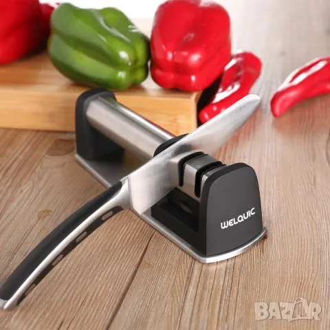 W E L Q U I C 2 Stage Kitchen Knife Sharpener Диамантено точило за ножове, снимка 1 - Аксесоари за кухня - 49095397