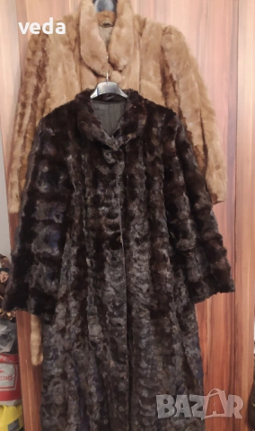 Две дълги палта от норка естествен косъм - размер М