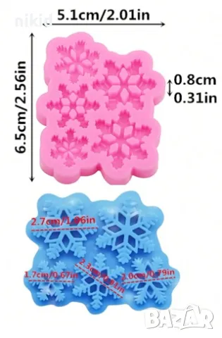 5 малки снежинки снежинка силиконов молд форма фондан украса декор , снимка 1 - Форми - 47768105