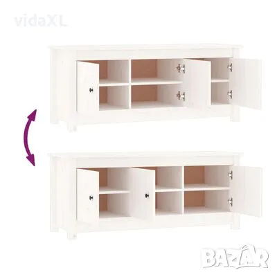 vidaXL Шкаф за обувки, бяла, 110x38x45,5 см, бор масив（SKU:814600）, снимка 4 - Шкафове - 48806364