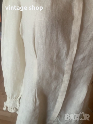 Ленена елегантна риза в екрю, снимка 5 - Ризи - 53813008