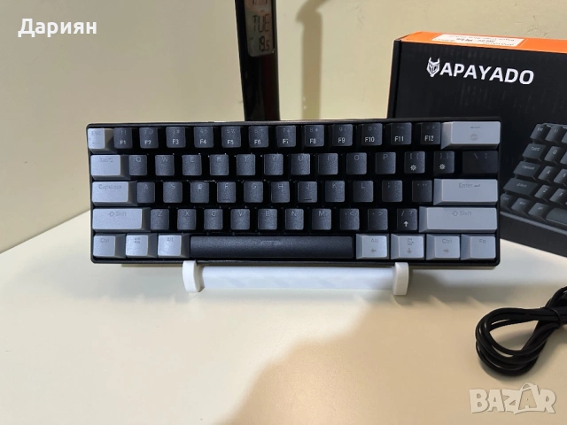 Механична клавиатура APAYADO K61 / 60% / Cherry MX Blue Switch-ове / RGB / Type-C USB, снимка 2 - Клавиатури и мишки - 53541602