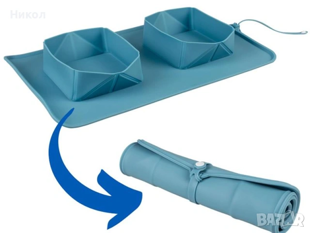 Сгъваеми силиконови купи за пътуване, Duvoplus, навиващ се дизайн и удобно съхранение, 2х 600 мл, снимка 3 - За кучета - 53311100