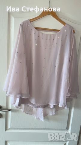 Нова нежна телесна светло розов цвят ефирна блуза топ камъни диаманти светещи кристали , снимка 8 - Блузи с дълъг ръкав и пуловери - 45585266
