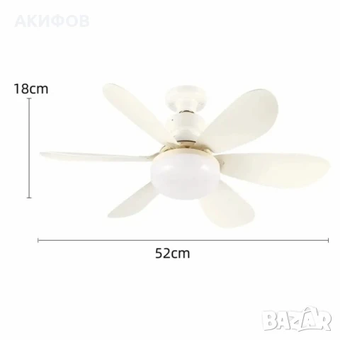 Модерна вентилаторна лампа с форма на цвете, LED осветление, дистанционно, 40W, 1200 лумена, снимка 9 - Полилеи - 51100212