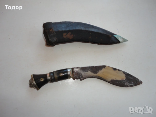 Стар нож кукри рог с кания , снимка 4 - Ножове - 54095735