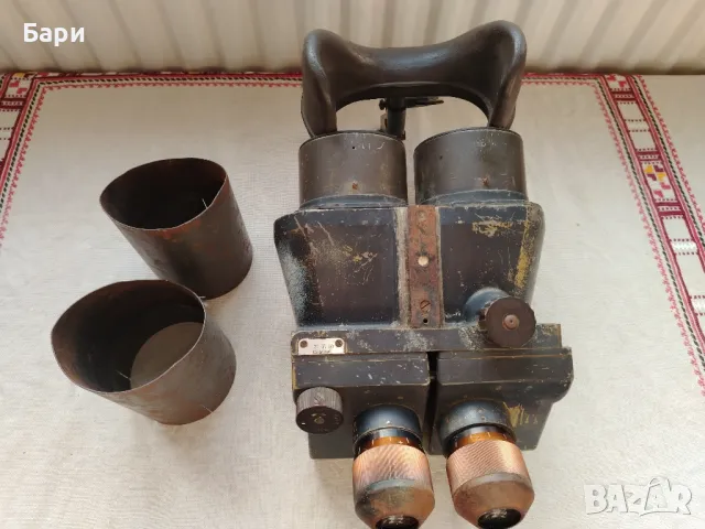 Стар голям немски военен бинокъл D.F.10x80 d.k.L. WWII, снимка 3 - Антикварни и старинни предмети - 49628491