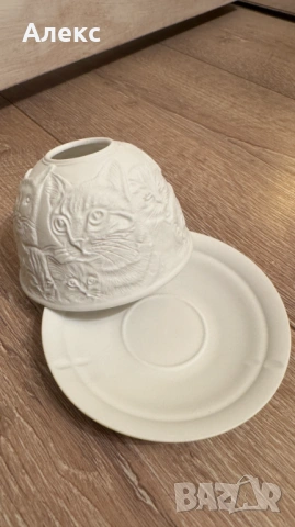 Разкошен чаен свещник, котенца–Фин порцелан!, снимка 6 - Сервизи - 53057546