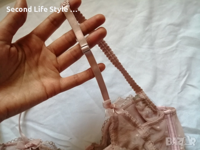 70А кокетен прозрачен дантелен сутиен в розов цвят, снимка 6 - Бельо - 52922265