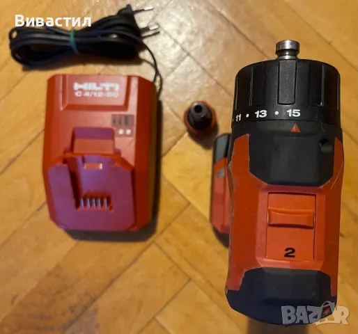 Акумулаторен Винтоверт HILTI SFE 2-A12 12V батерия 2Ан и зарядно HILTI C4/12-50 Малък компактен и мо, снимка 5 - Винтоверти - 48329861