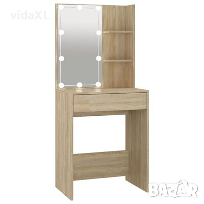 vidaXL Тоалетка с LED, дъб сонома, 60x40x140 см(SKU:808831