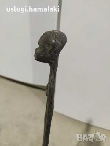 Стара африканска бронзова статуетка, снимка 10 - Антикварни и старинни предмети - 52772042