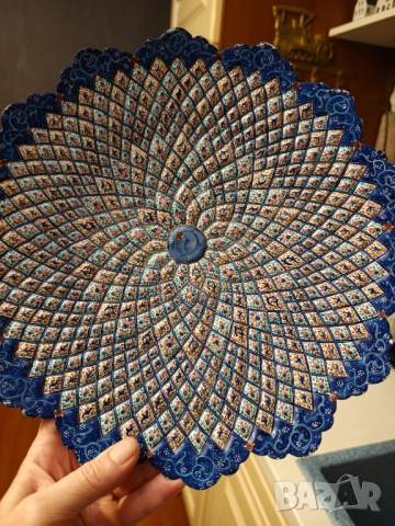 Minakari ръчно изработена медна емайлирана чиния за стена , снимка 4 - Декорация за дома - 52741473