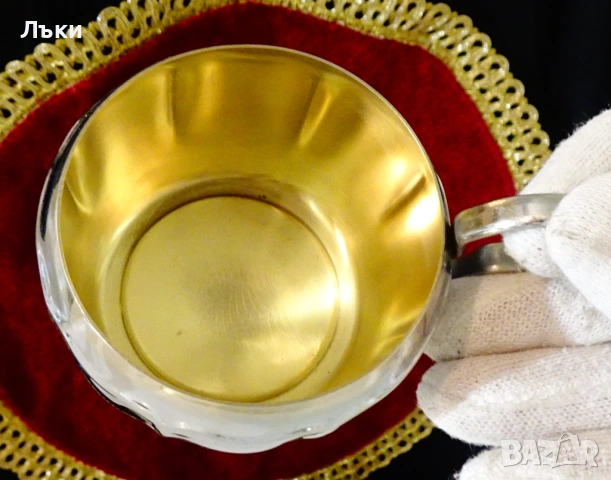 Посребрена чаша от месинг,релеф. , снимка 2 - Антикварни и старинни предмети - 54070787