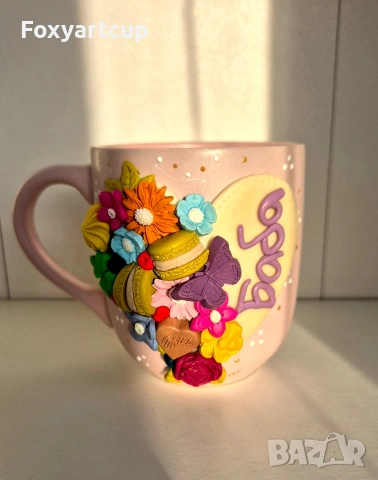 Чаша полимерна глина за Баба, снимка 3 - Чаши - 53661877