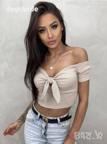 Рипс блузки с панделка налична в няколко цвята.Италианско производство, снимка 4 - Корсети, бюстиета, топове - 50910305