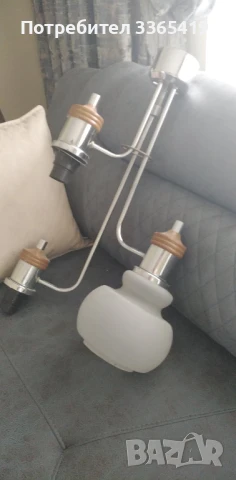 Ретро модерен прозрачен стъклен абажур на степени .полилей хром, снимка 2 - Лампи за таван - 51275569