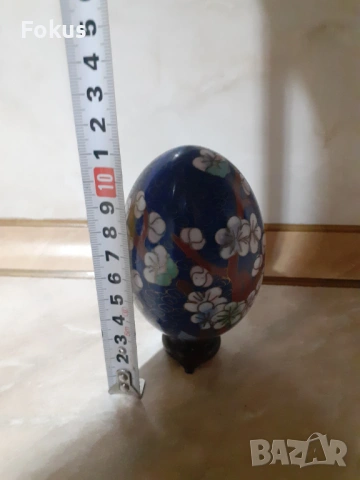 Голямо яйце със стойка - клоазоне - cloisonne, снимка 6 - Антикварни и старинни предмети - 53357112