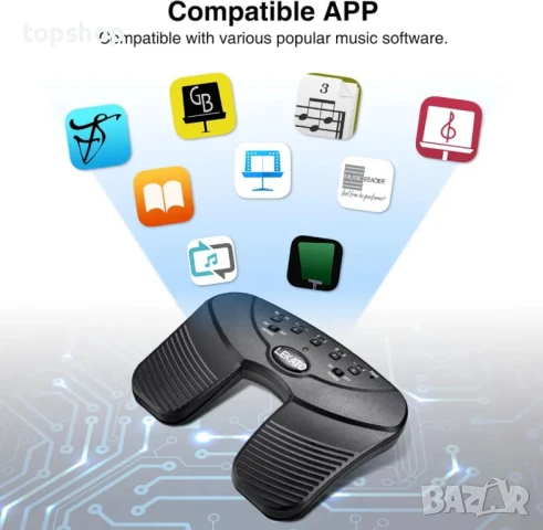 LEKATO Bluetooth педал за обръщане на ноти, акумулаторен безжичен инструмент за обръщане на страници, снимка 4 - Други - 50494665