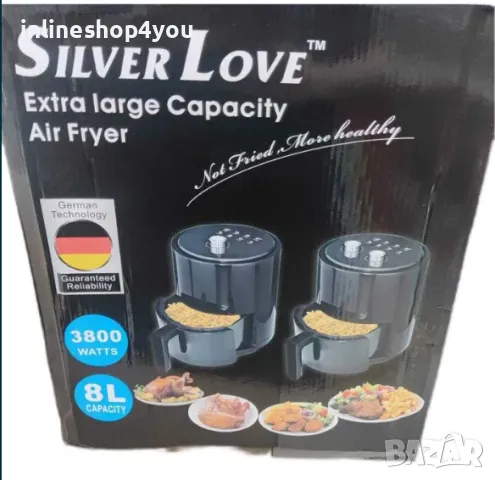 Домакински фритюрник 8 литра "airfryer" с голям капацитет Silver love, снимка 3 - Печки, фурни - 47199908