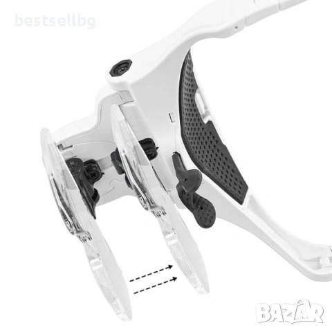 Професионална акумулаторна лупа за глава с LED осветление 5 лещи за четене шиене бродиране гоблени, снимка 8 - Други инструменти - 54110062