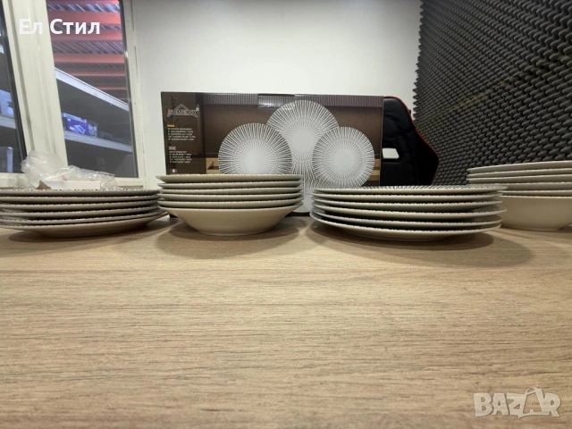Комплект чинии 24 части с геометричен дизайн – Елегантност за всяка трапеза, снимка 6 - Сервизи - 53567249