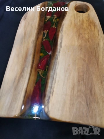 Дъска изработена от епоксидна смола и орех, снимка 5 - Други - 52809064