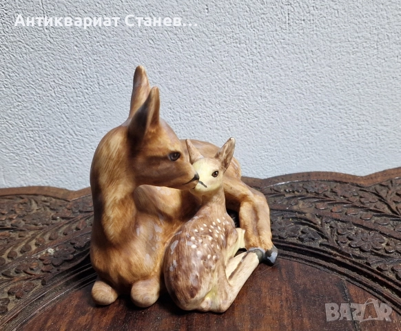 🦌 Порцеланова фигура „Сърна с малко“ – Goebel, W. Germany , снимка 6 - Колекции - 52869431
