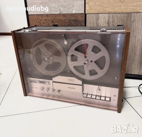 🔊Ретро ролков магнетофон PHILIPS 4404 + капак - след пълен рекап - напълно възстановен🔊, снимка 8 - Декове - 49941924