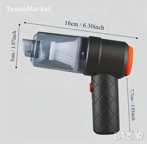 Малка мощна Безжична автомобилна прахосмукачка 2800mAh Гаранция 24 месеца , снимка 2 - Аксесоари и консумативи - 50637494