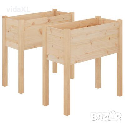 vidaXL Градинска кашпи с крака, 2 бр, 70x31x70 см, борово дърво масив（SKU:810820