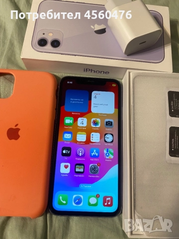 iPhone 11 64 gb 100 % purple лилав перфектен като нов, снимка 3 - Apple iPhone - 52976710