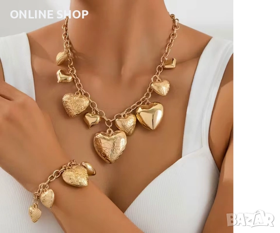 Екстравагантна Златна Гривна с Винтидж Шик и Сърцевиден Медальон