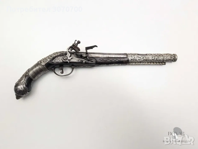 Автентичен османски сребърен кремъчен пищов