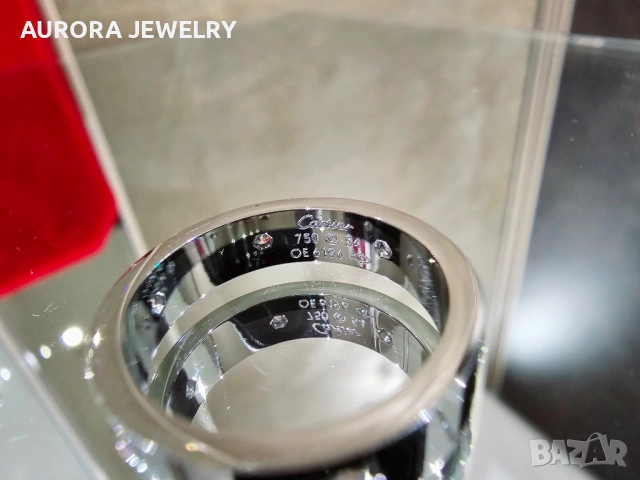 CARTIER Love White Gold 6 Diamonds Classic Model Пръстен, снимка 6 - Пръстени - 53237940