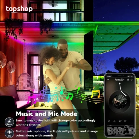 AILBTON 200 фута външни LED ленти, водоустойчиви, IP68 външни LED ленти, водоустойчиви с Bluetooth.., снимка 7 - Лед осветление - 50575463