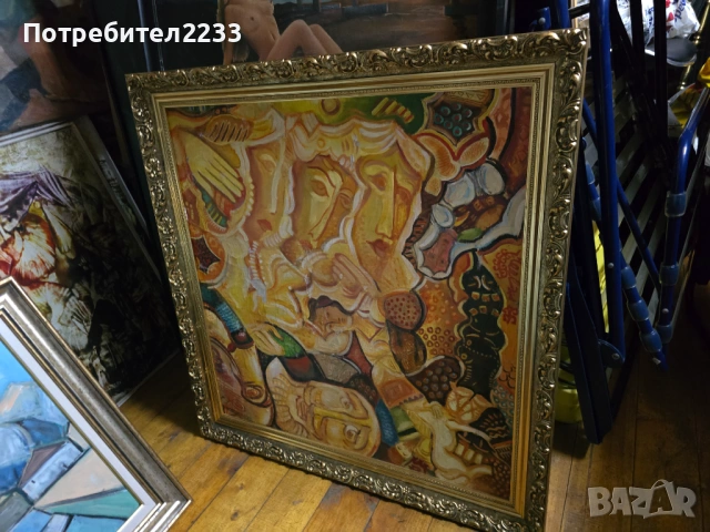 Продавам картина на Димитър Казаков - НЕРОН !!! РАЗМЕР - 60 см  на 80см ! Масло на фазер  - шперплат, снимка 11 - Картини - 53875196