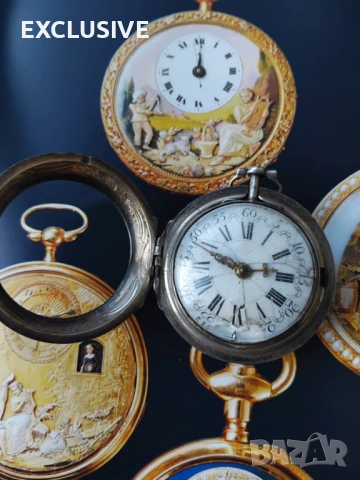 J. Miller. Сребърен джобен часовник  1760г, снимка 3 - Джобни - 53829108