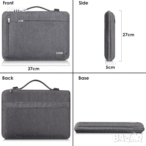 TECHGEAR защитен калъф за лаптоп 15.6 инча, с дръжка, презрамка и джобове, водоустойчив, сив, снимка 7 - Чанти - 53783506