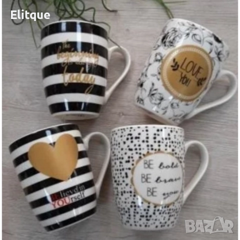 Керамична чаша, черно бели мотиви, 8.5X10.5CM, 200ML, снимка 6 - Чаши - 52854186