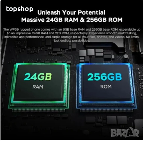 ​Мощен 5G смартфон Oukitel WP39 - 24GB RAM, 256GB, 11000mAh батерия , снимка 5 - Други - 53843906