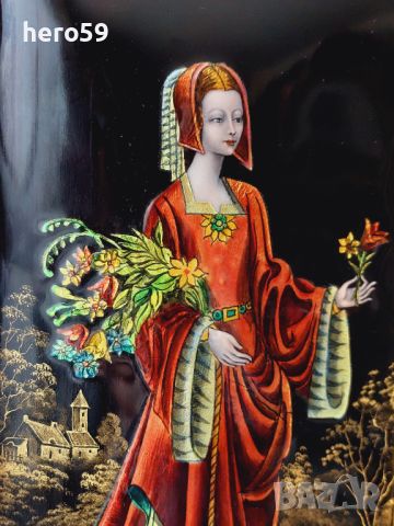 Прекрасна емайлова картина на Лимож (Limoge) перлен емайл, снимка 7 - Картини - 45794021