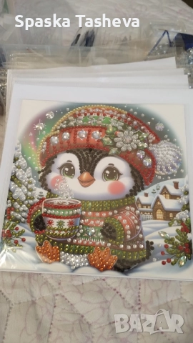 Коледни диамантени картички , снимка 6 - Декорация за дома - 52306913