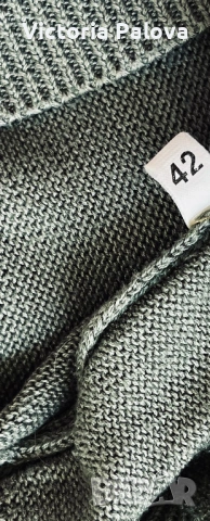 Скъпа жилетка от плетен мерсеризиран памук цвят olive, 42р-р, снимка 9 - Жилетки - 53900352