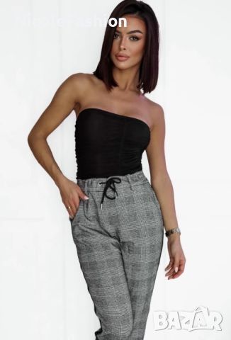 Дамски панталон в каре с връзки  , снимка 2 - Панталони - 45427186